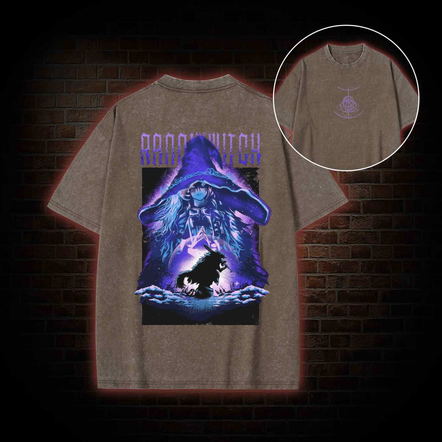 Demigod Witch Back Print Washed T-shirt