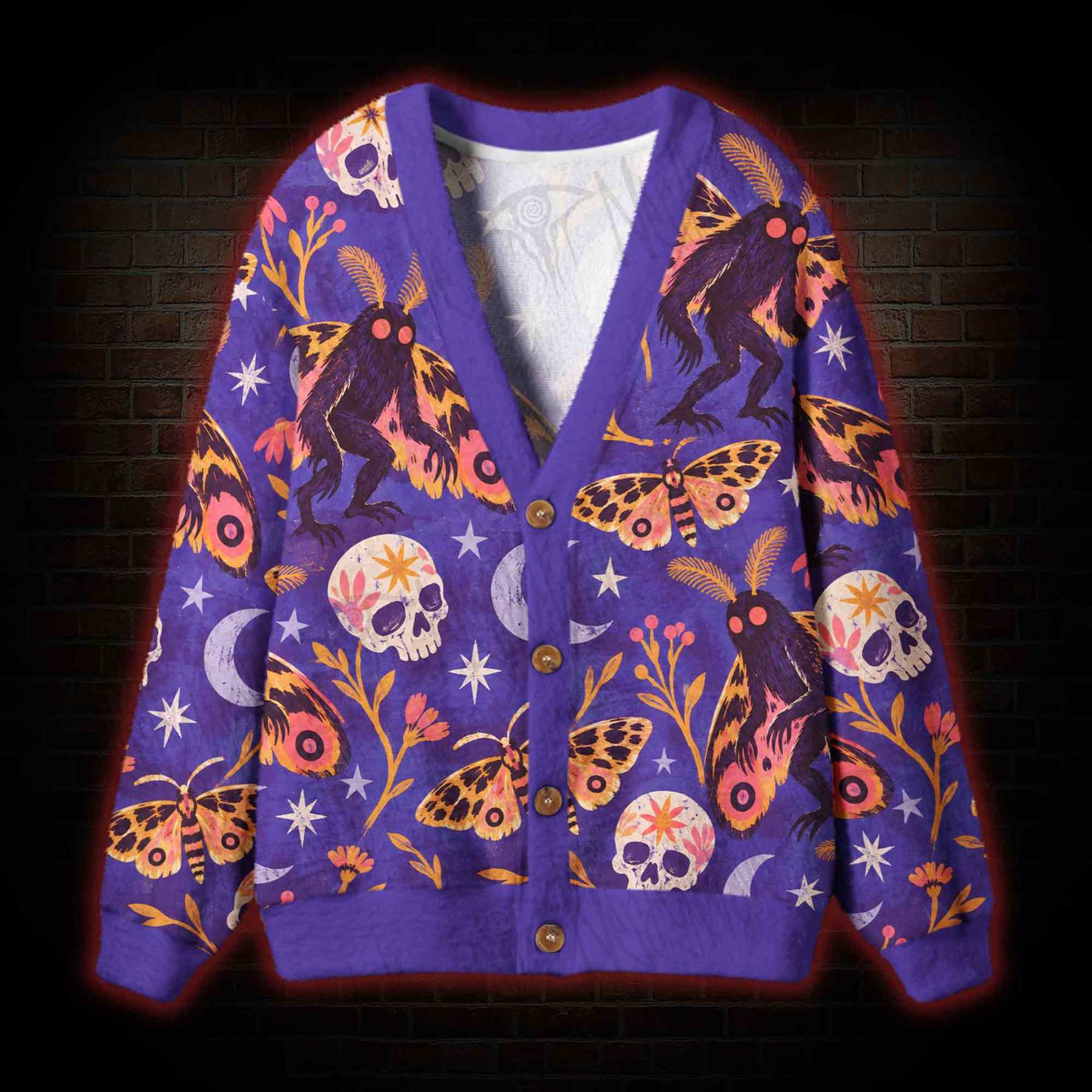 Celestial Mothman Garden Cardigan Sweater