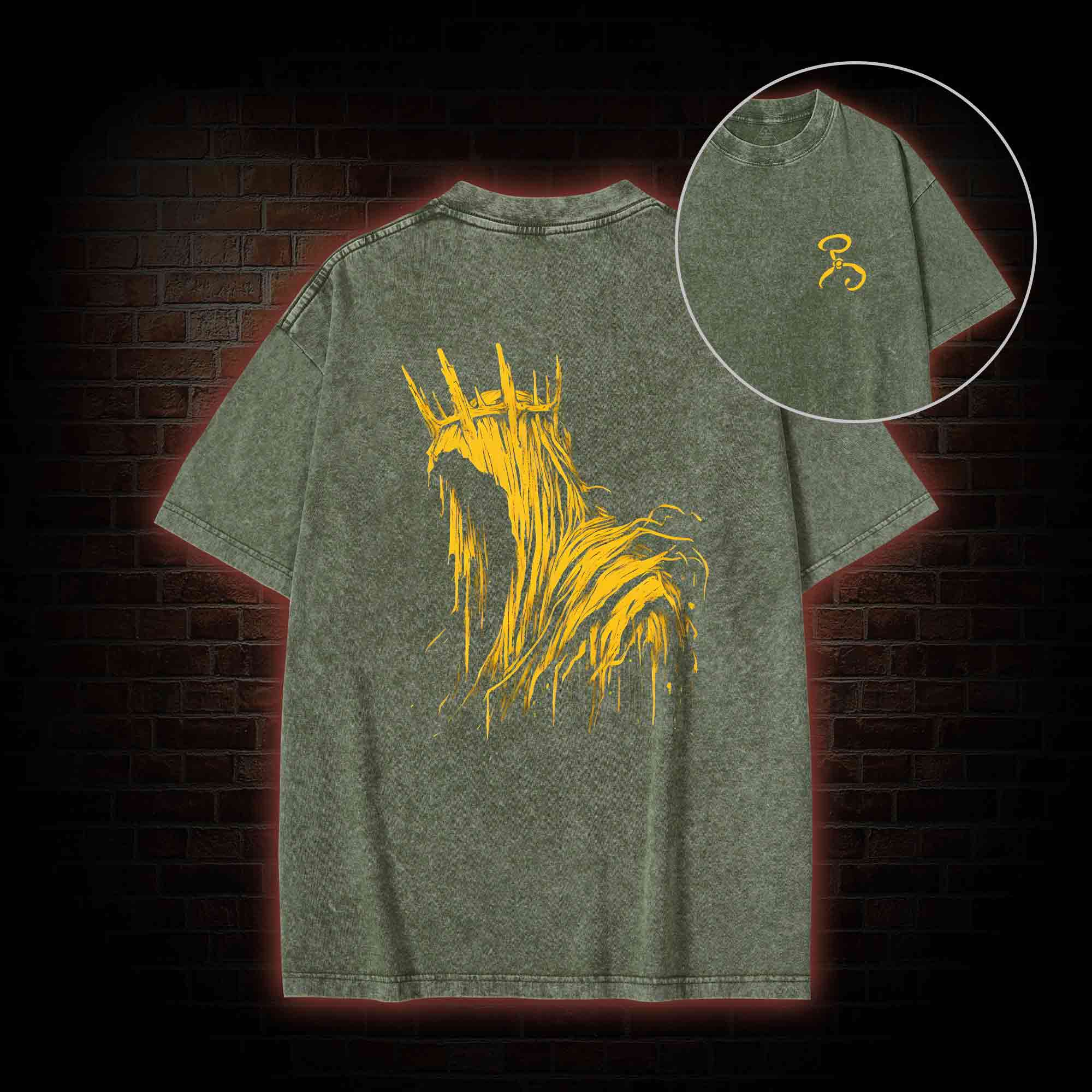 The King in Yellow Cthulhu Back Print Washed T-shirt