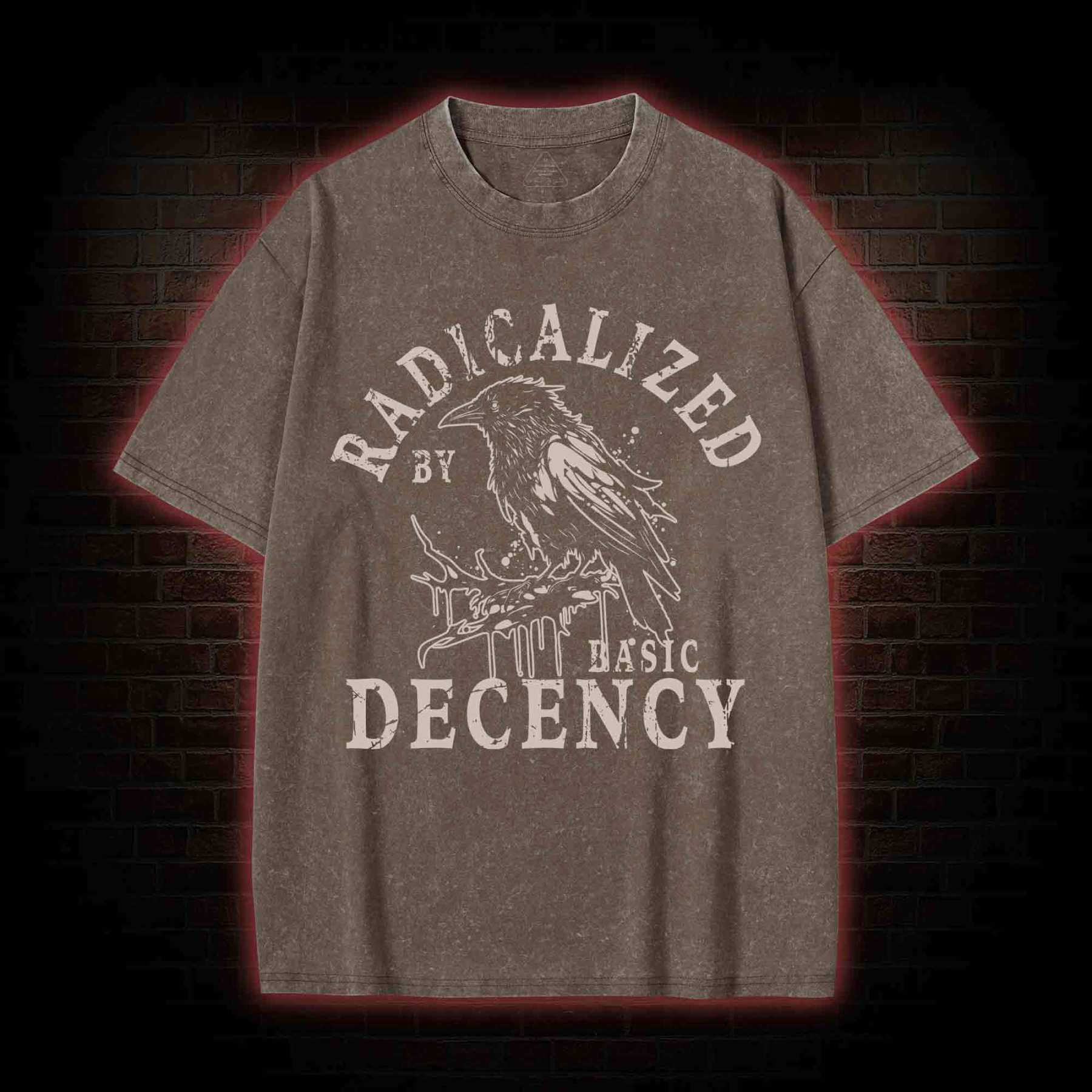 Radicalized by Basic Decency Crow Washed T-shirt