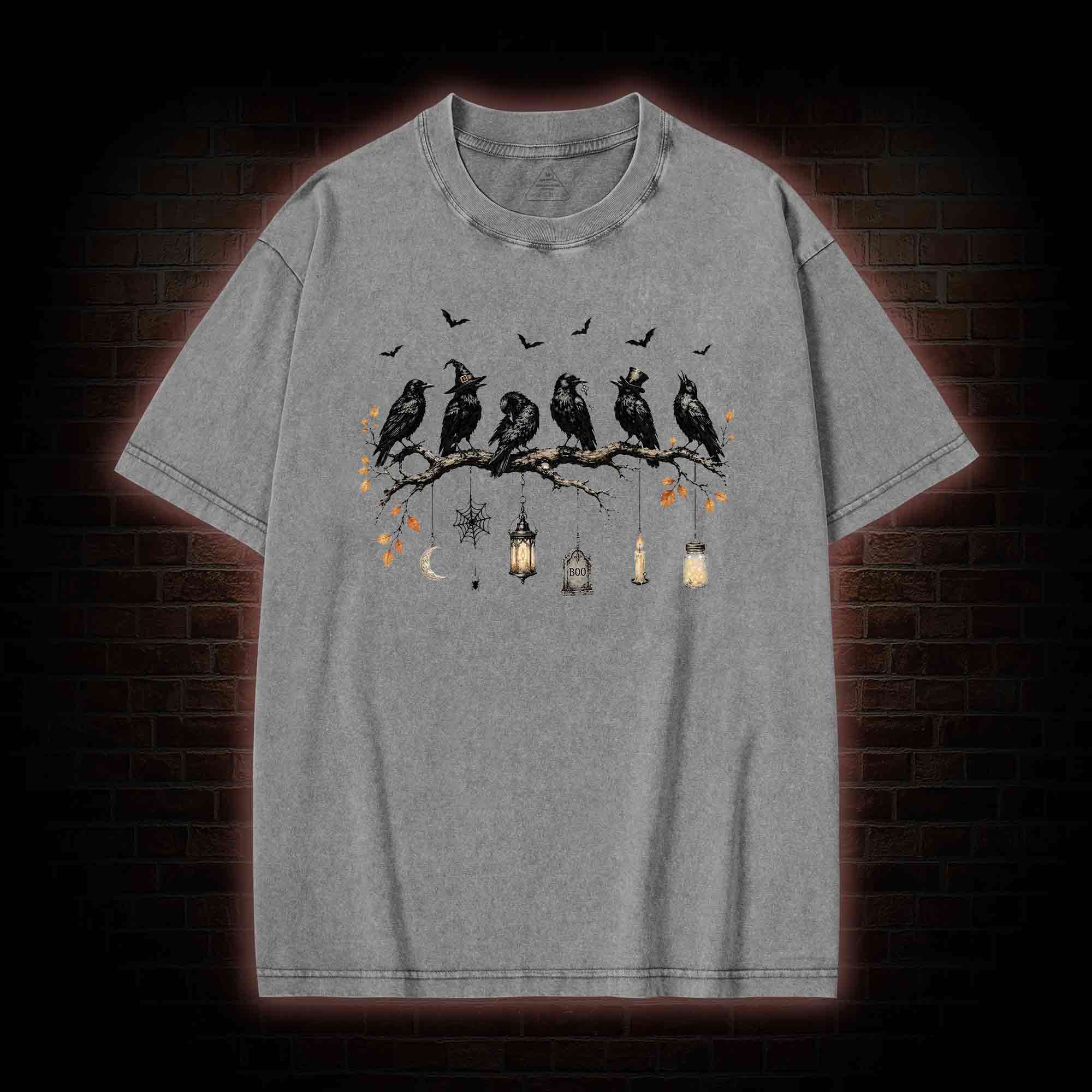 Black Crow Halloween Washed T-shirt