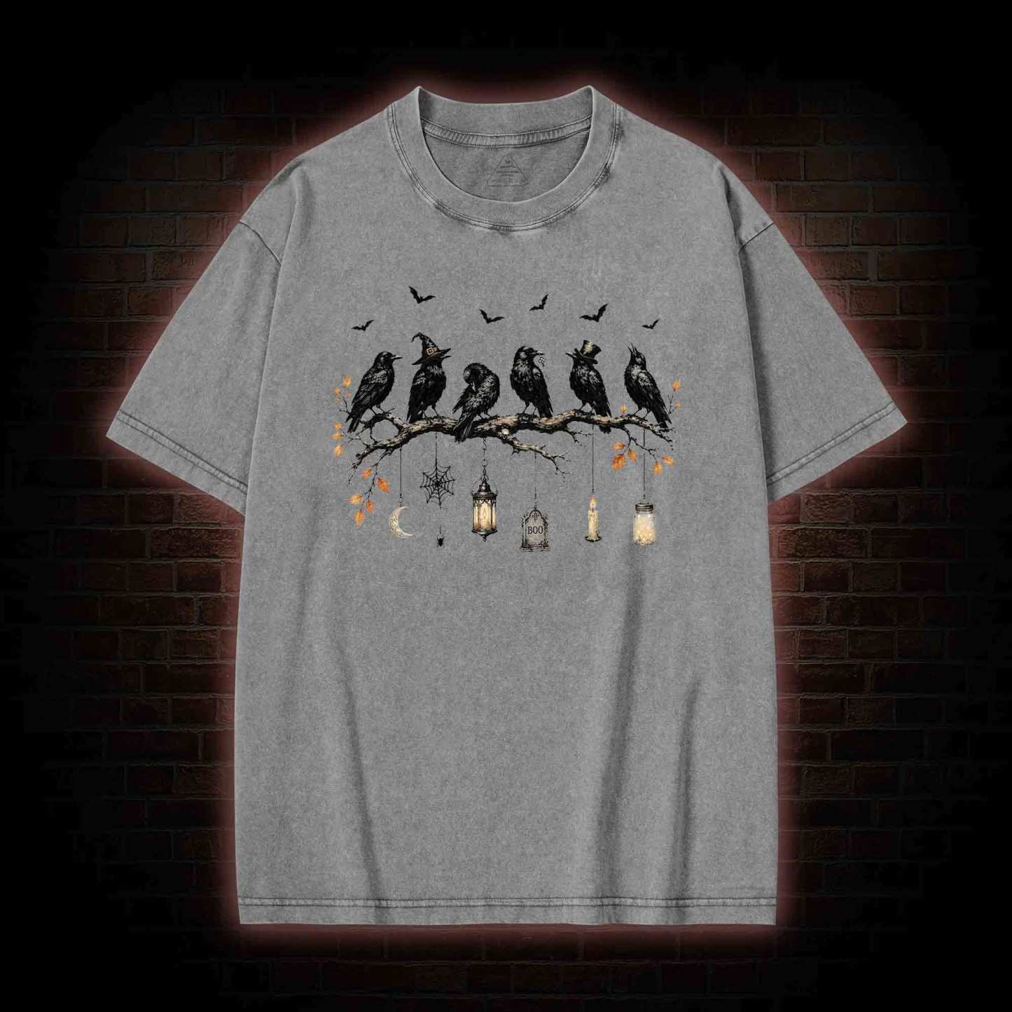 Black Crow Halloween Washed T-shirt