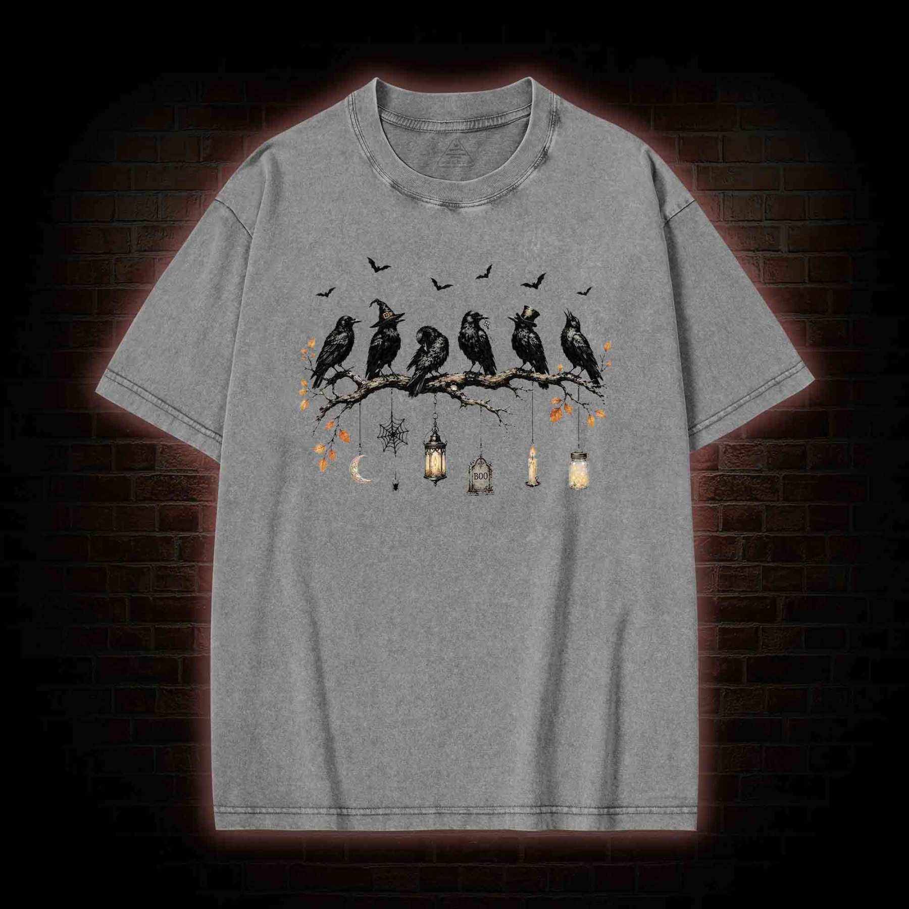Black Crow Halloween Washed T-shirt