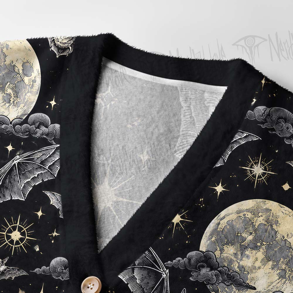 Moonlit Bat Garden Women's Cardigan Sweater