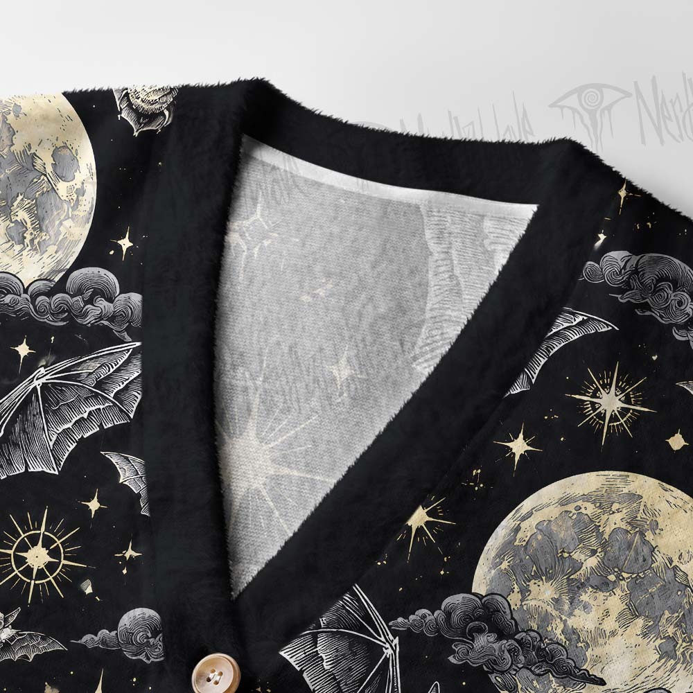 Moonlit Bat Garden Women's Cardigan Sweater