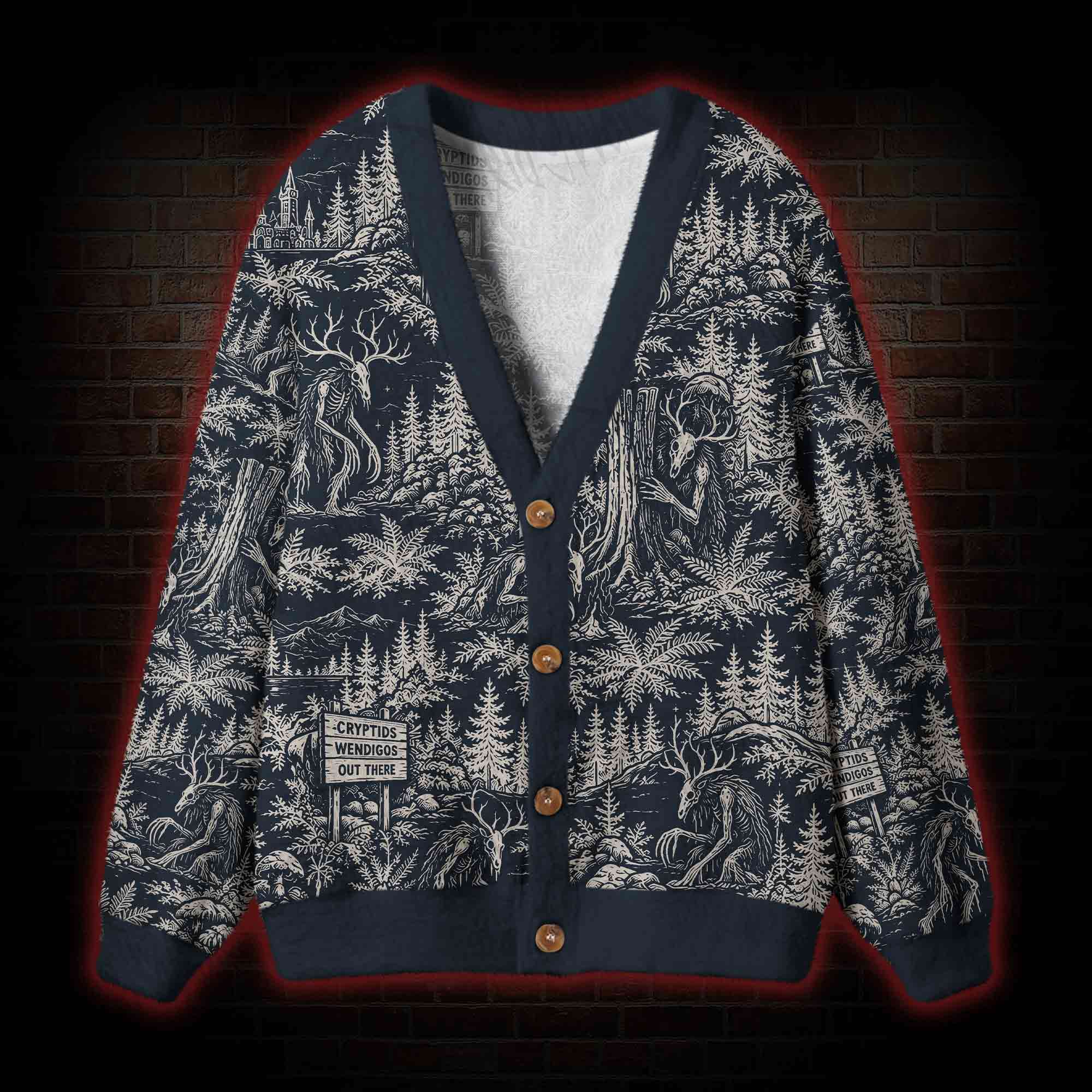 Midnight Forest Etching Cardigan Sweater
