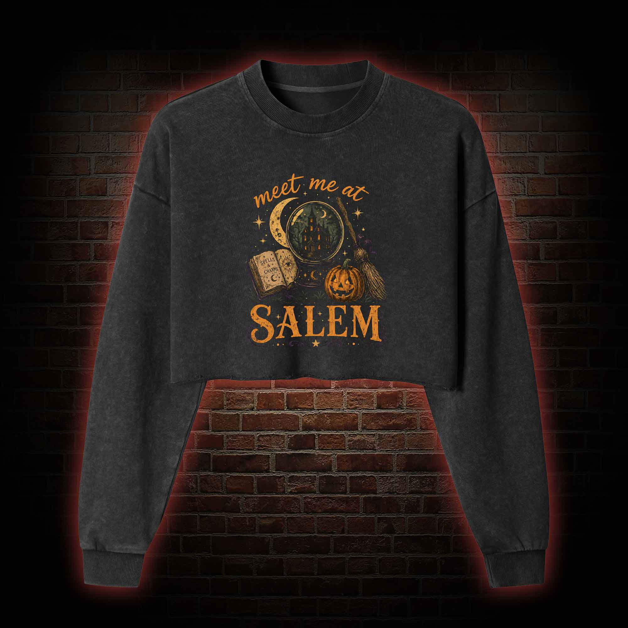 Meet Me at Salem Washed Cropped Sweatshirts