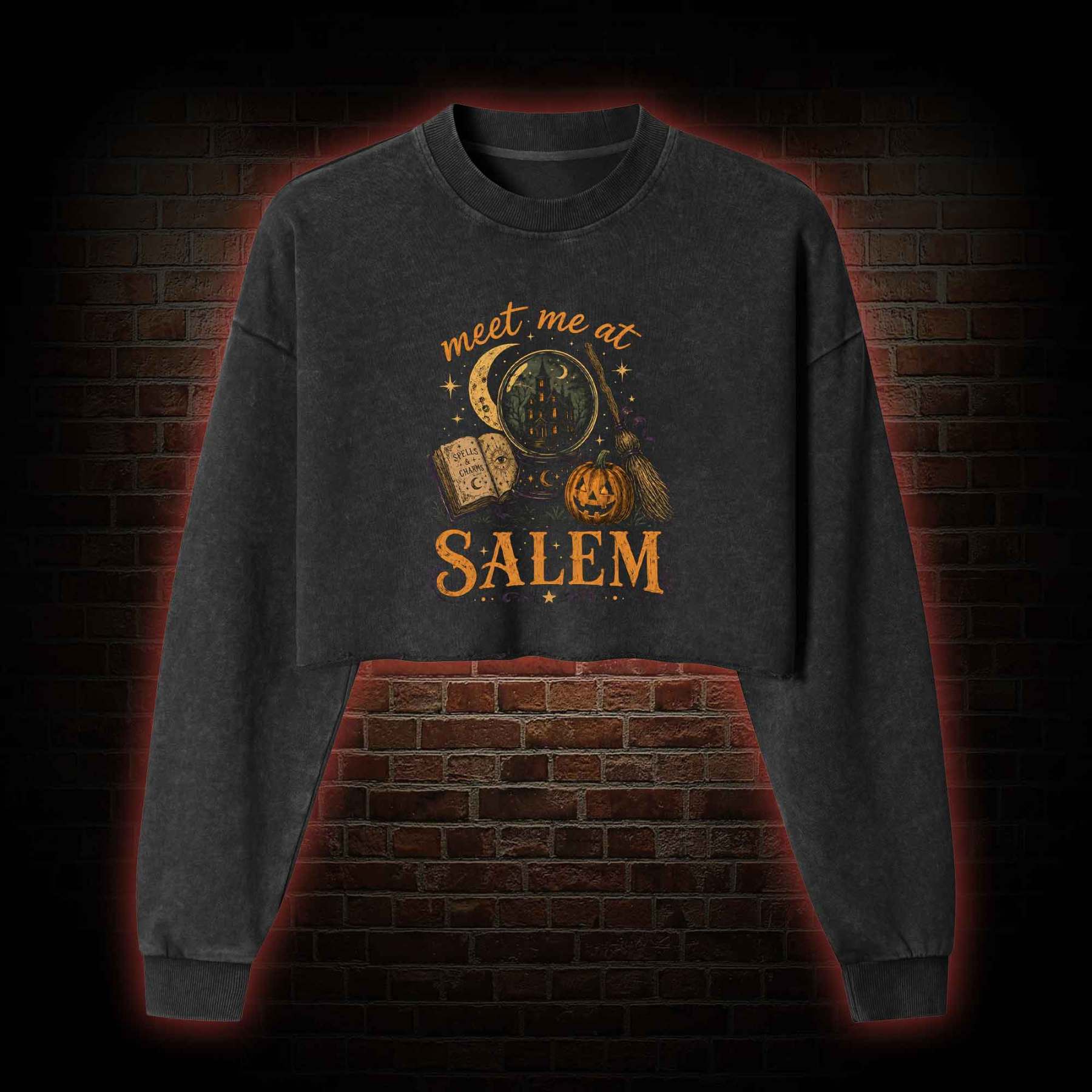 Meet Me at Salem Washed Cropped Sweatshirts
