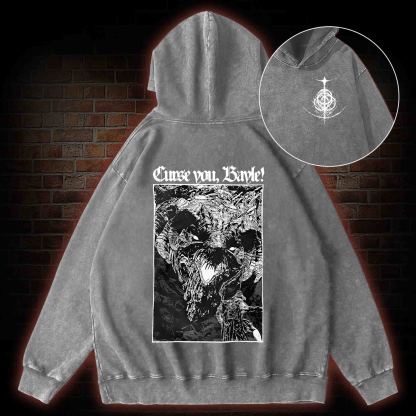 Curse You Bayle! Back Print Washed Hoodie