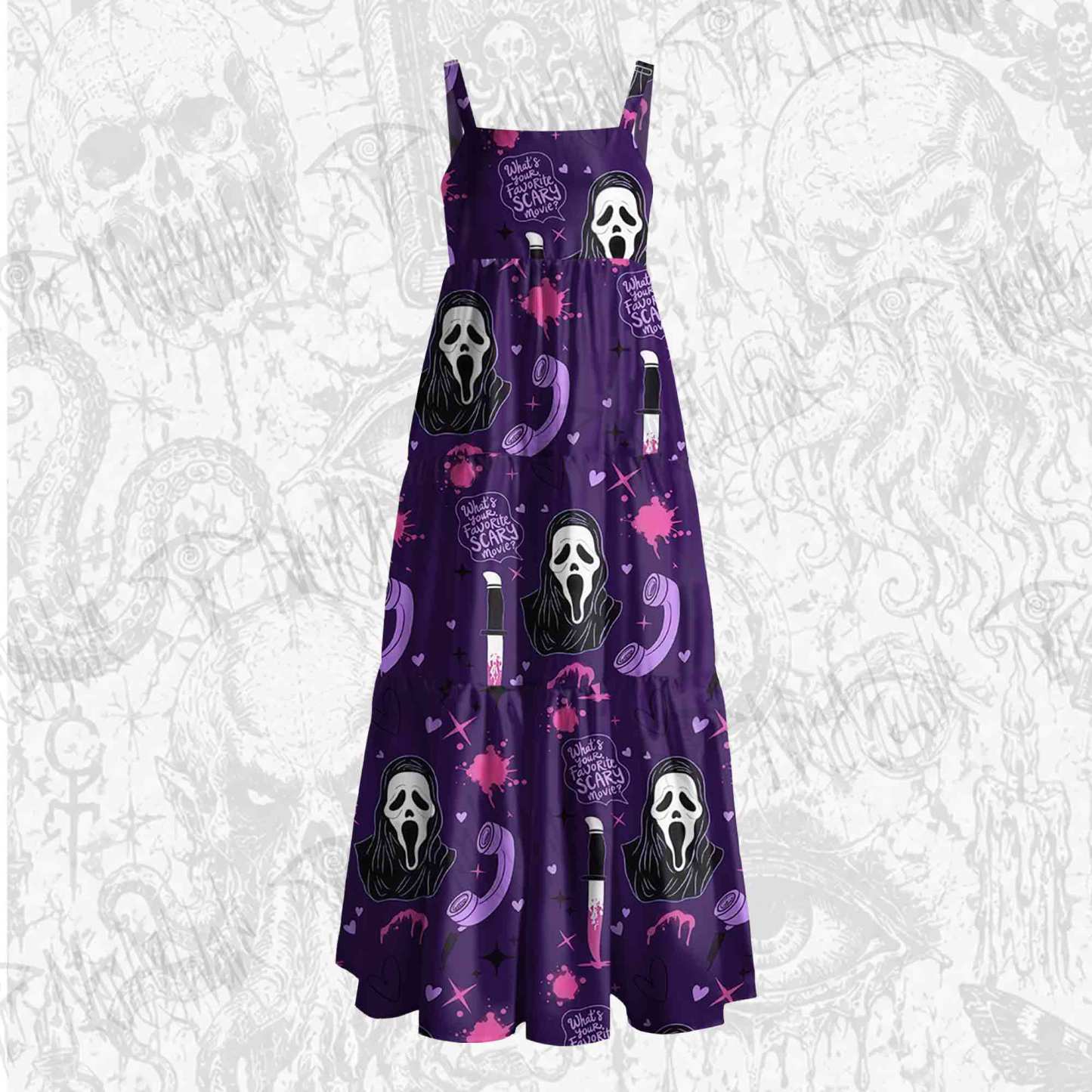 What's Your Favorite Scary Movie Wide Straps Maxi Dress