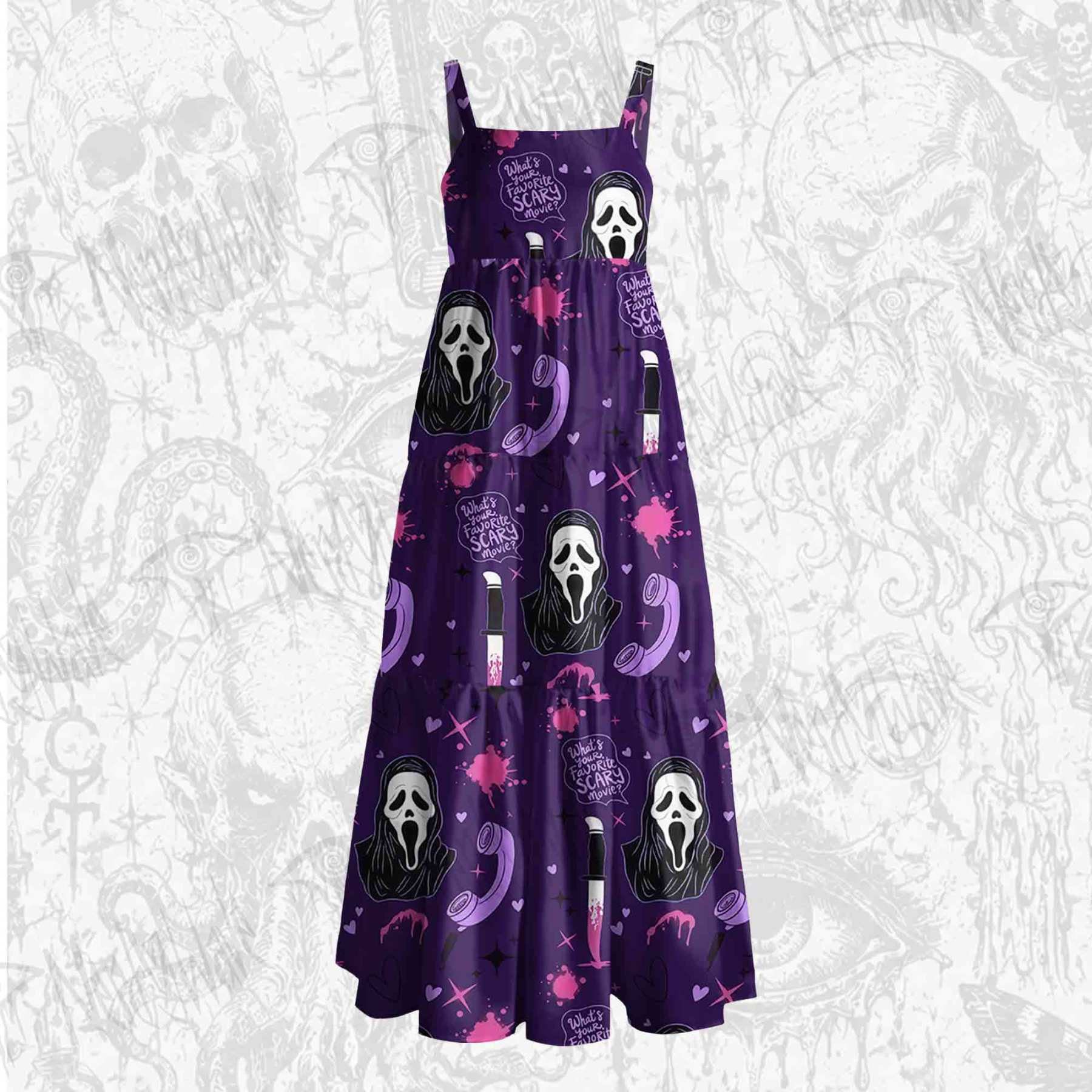 What's Your Favorite Scary Movie Wide Straps Maxi Dress