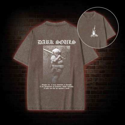 Onion Knight Back Print Washed T-shirt