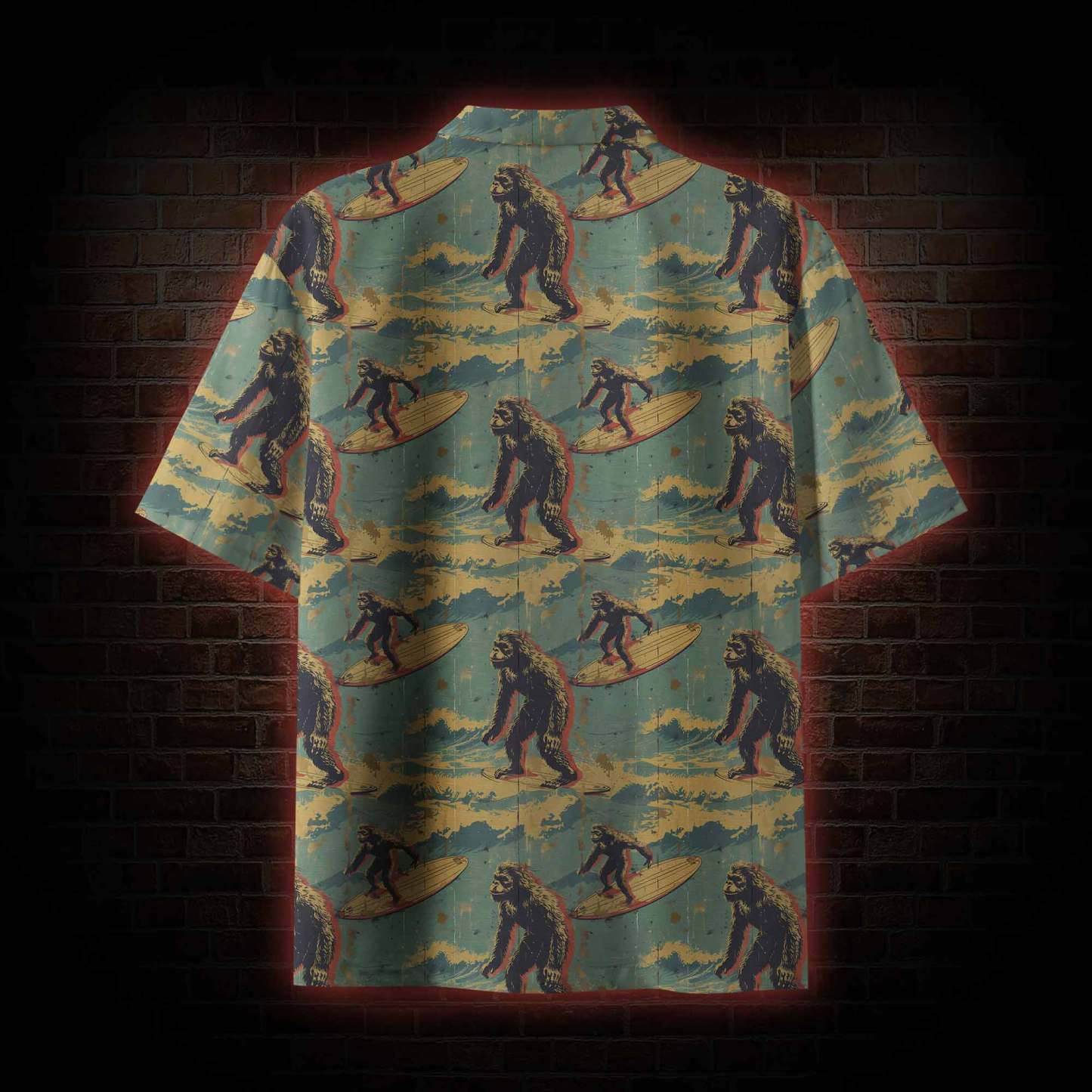 Bigfoot Surfing Button-up Shirt
