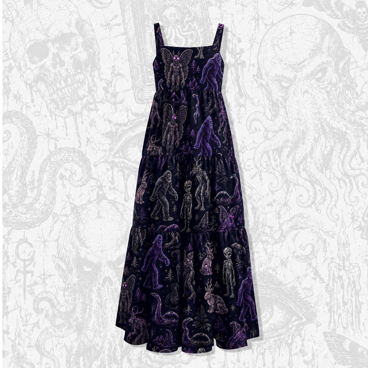 Cryptid Lore Wide Straps Maxi Dress