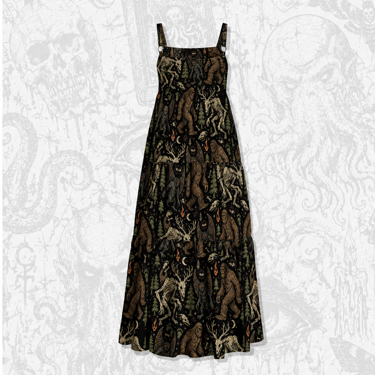 Midnight Cryptids Wide Straps Maxi Dress