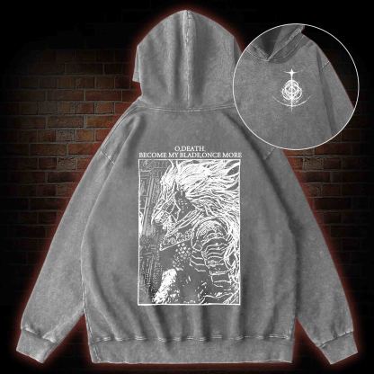 The Black Blade Back Print Washed Hoodie