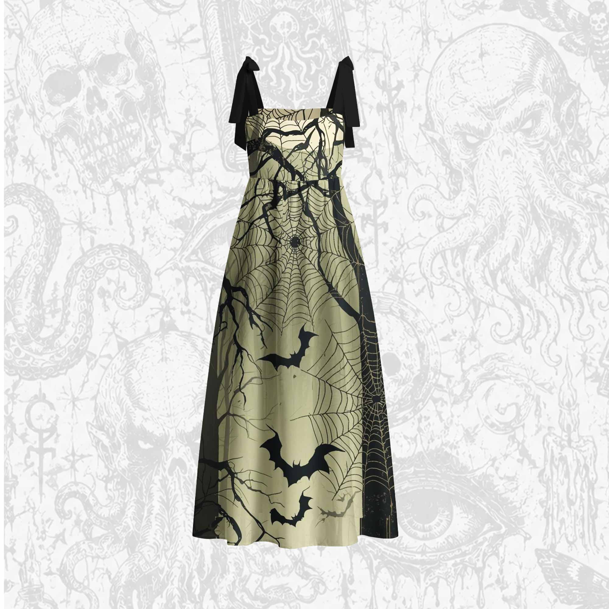 Spooky Forest Tie Shoulder Maxi Dress