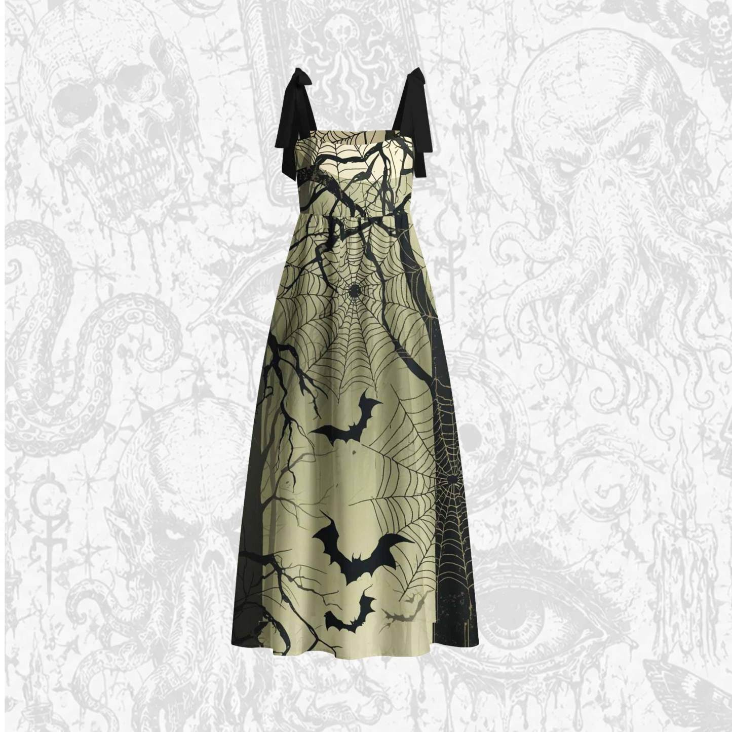 Spooky Forest Tie Shoulder Maxi Dress