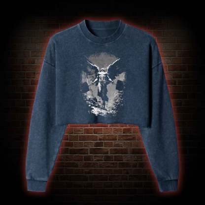 Lift like a God Greek mythology  Washed Cropped Sweatshirts