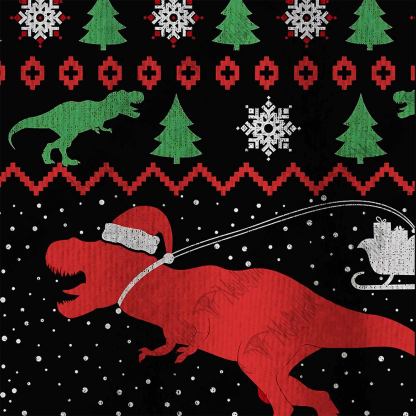 Dinosaur Santa Sleigh Holiday Party Gift Ugly Sweatshirts