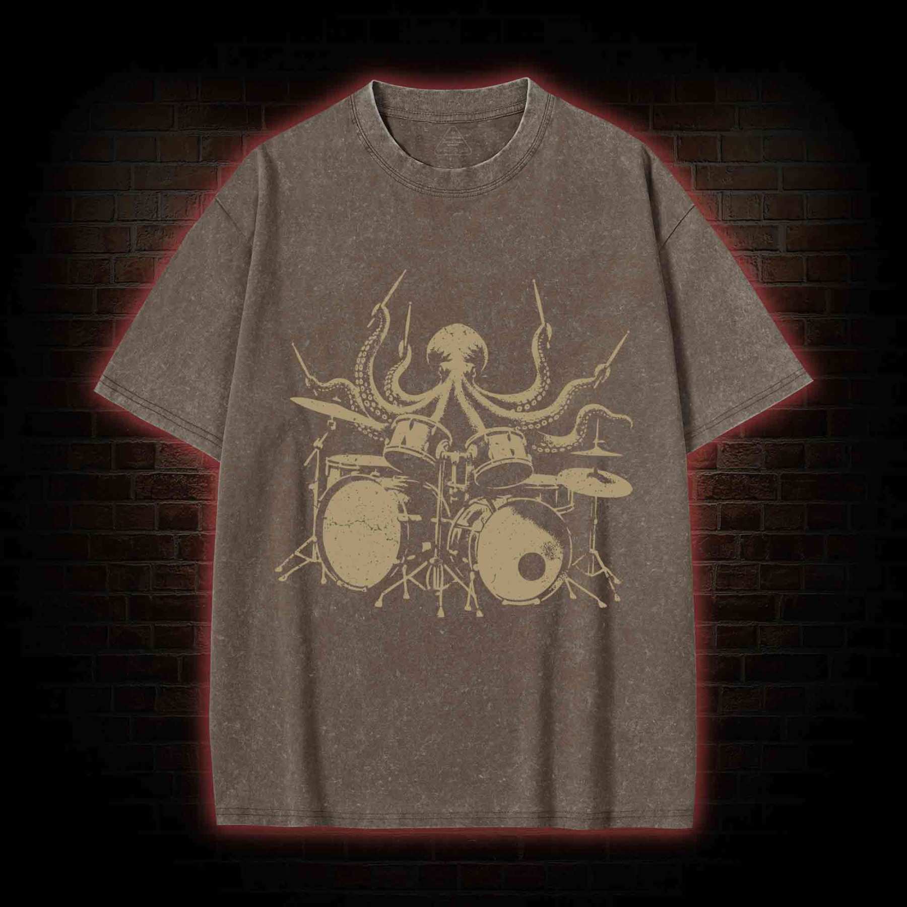 Octopus Drummer Washed T-shirt