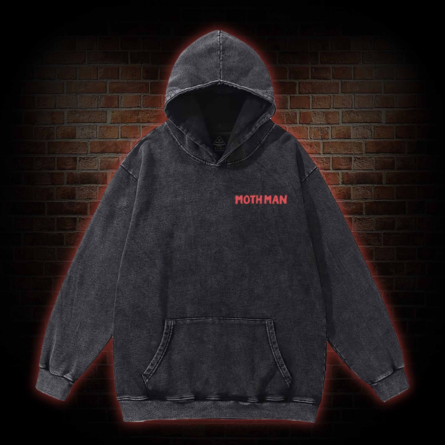 Cryptid Mothman Back Print Washed Hoodie