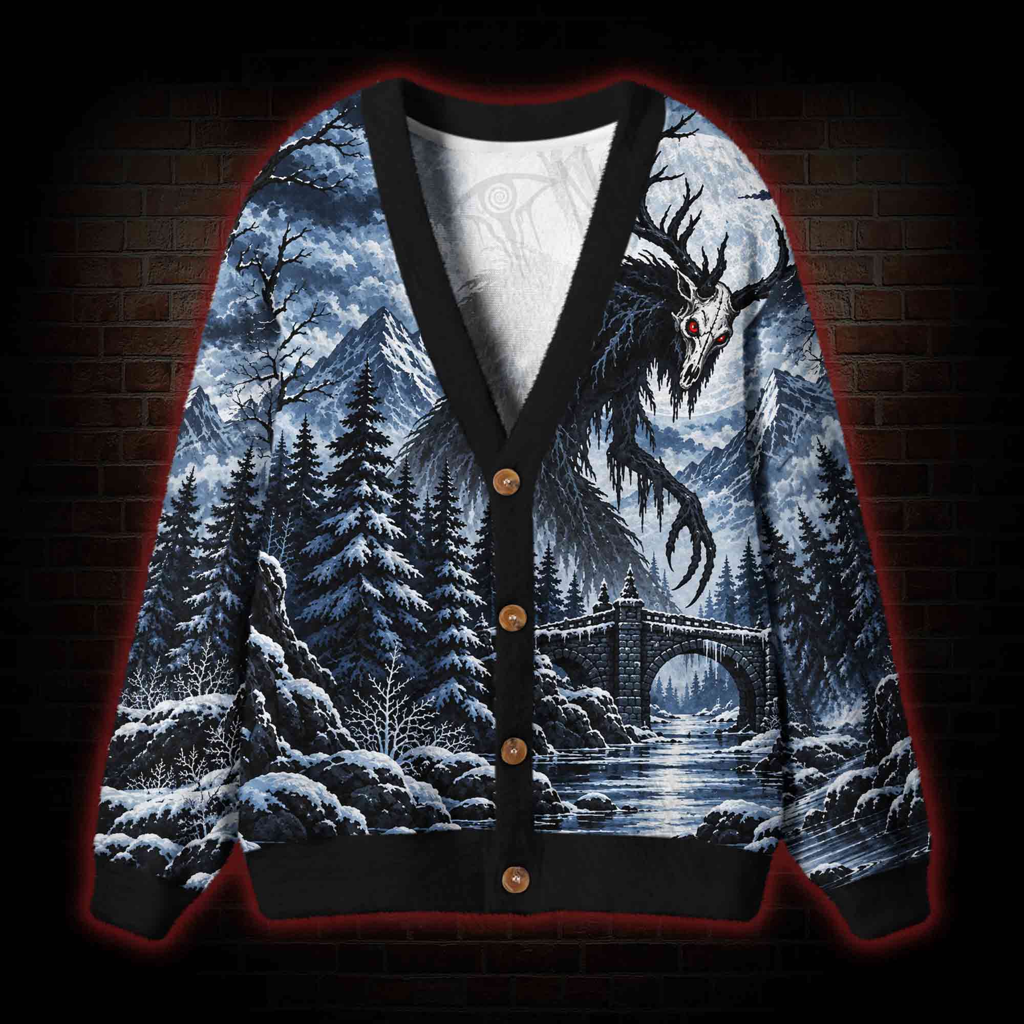 Winter Wendigo Forest Cardigan Sweater