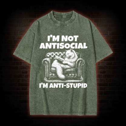I'm Not Antisocial Washed T-shirt