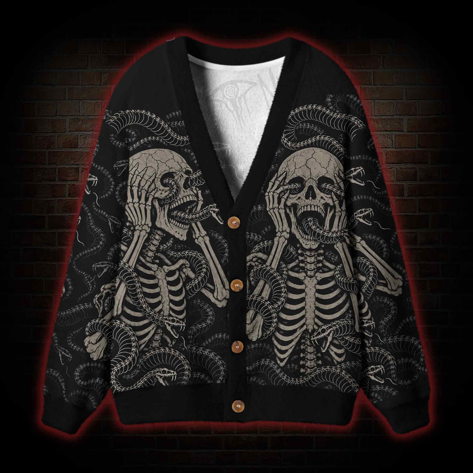 Sceraming Skeletons Cardigan Sweater