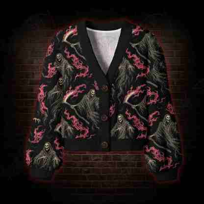 Pink Flame Reaper Women's Cardigan Sweater
