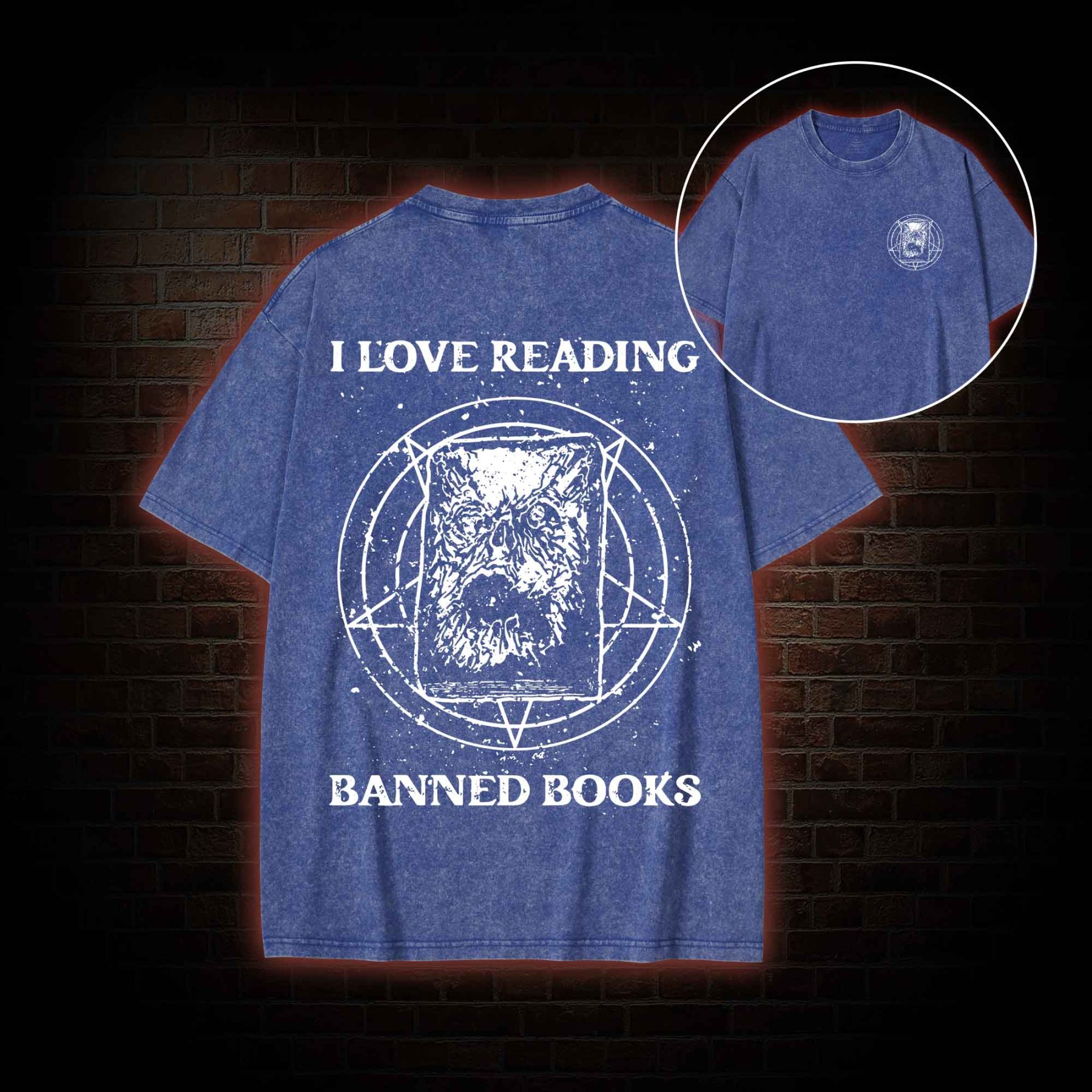 Evil Reader  Back Print Washed T-shirt