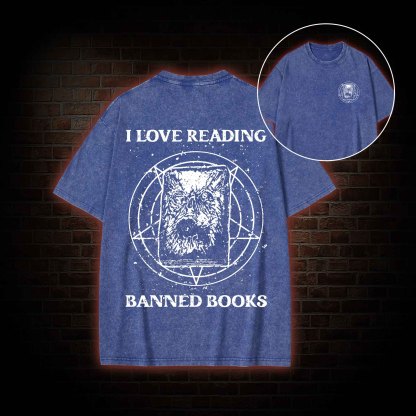 Evil Reader  Back Print Washed T-shirt