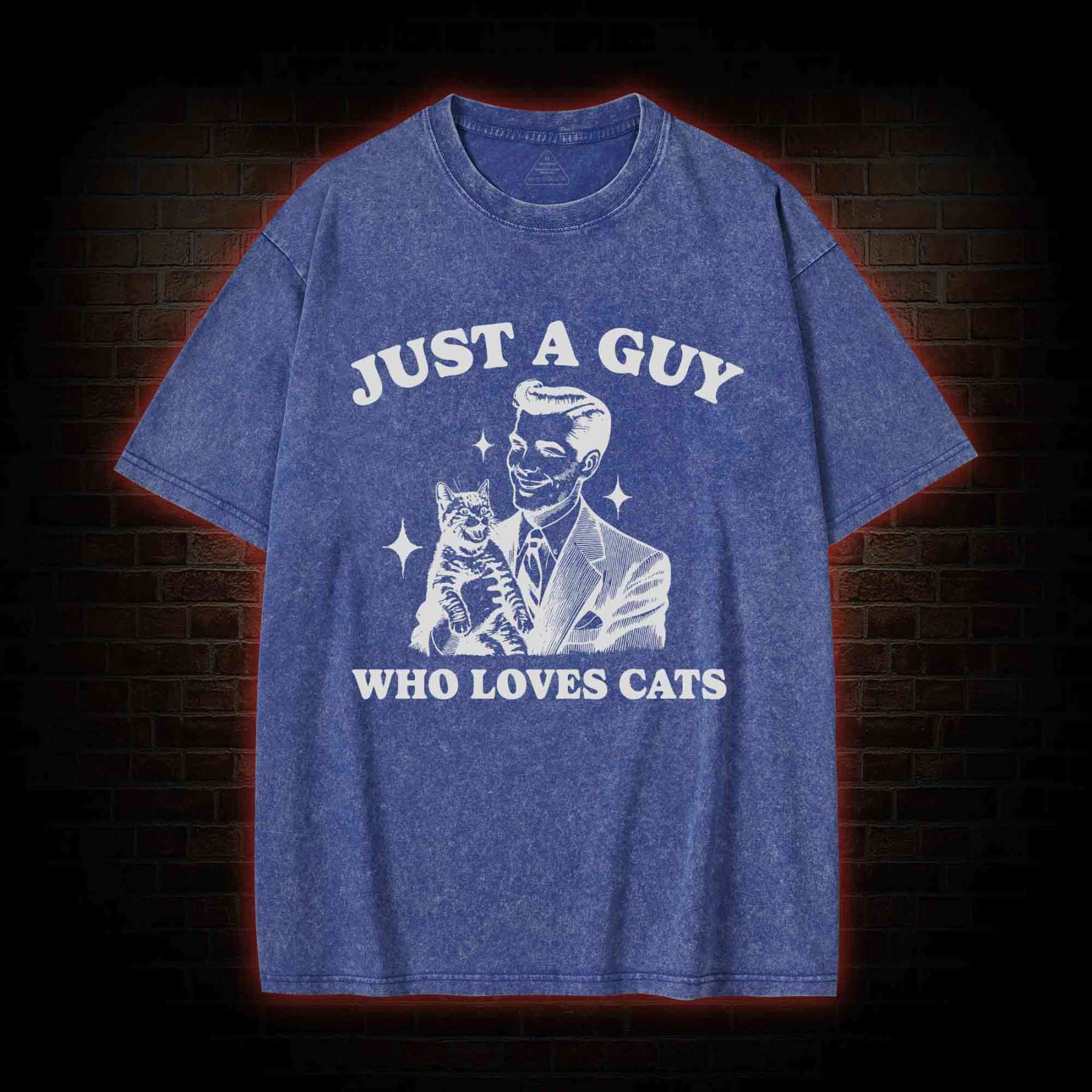 Just a Guy Who Loves Cats Washed T-shirt