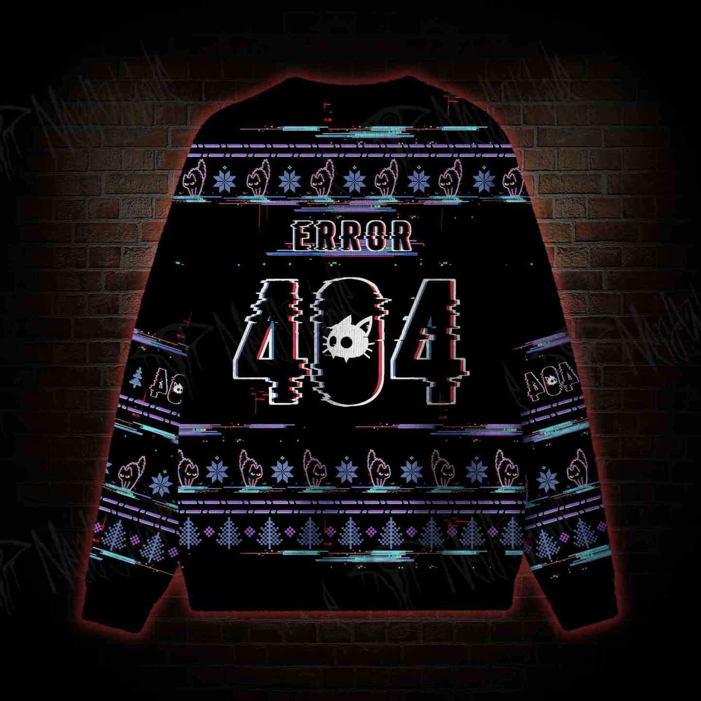 Glitchmas Cat Ugly Sweatshirts