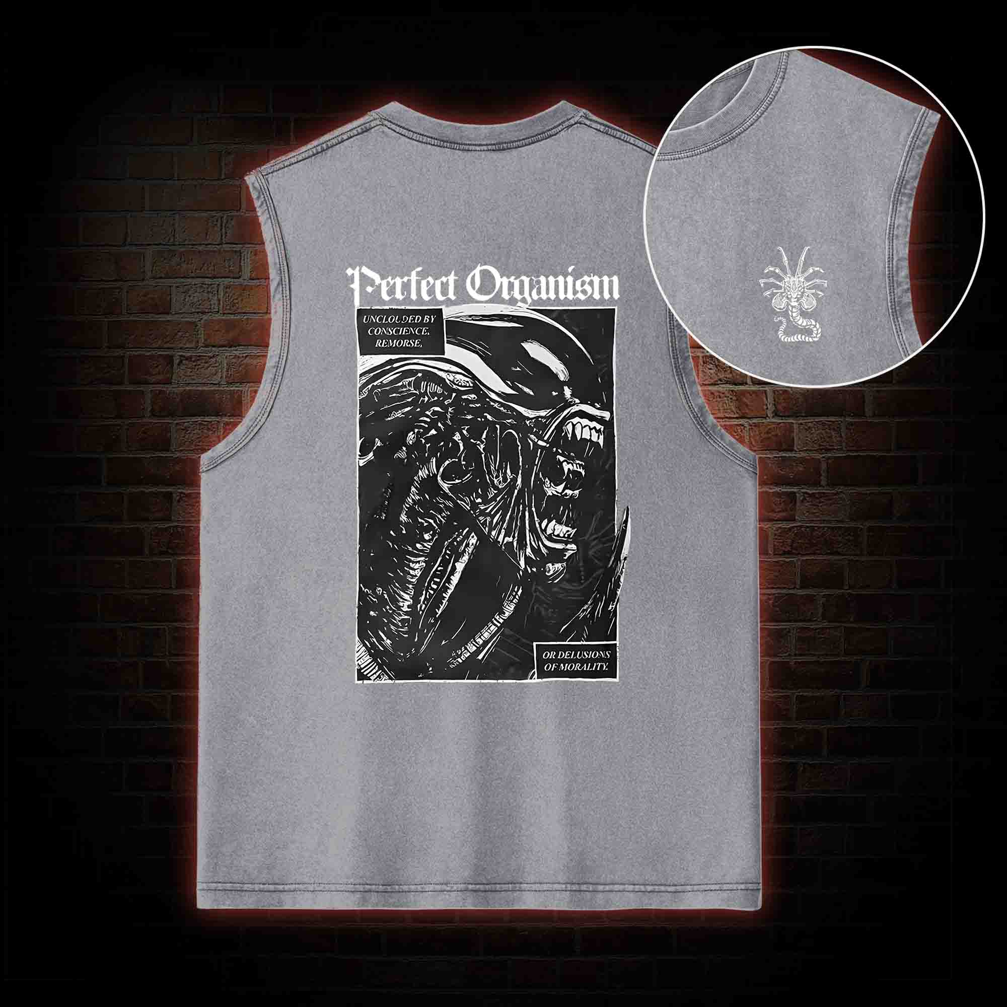 Alien Perfect Organism Back Print Washed Tank Top