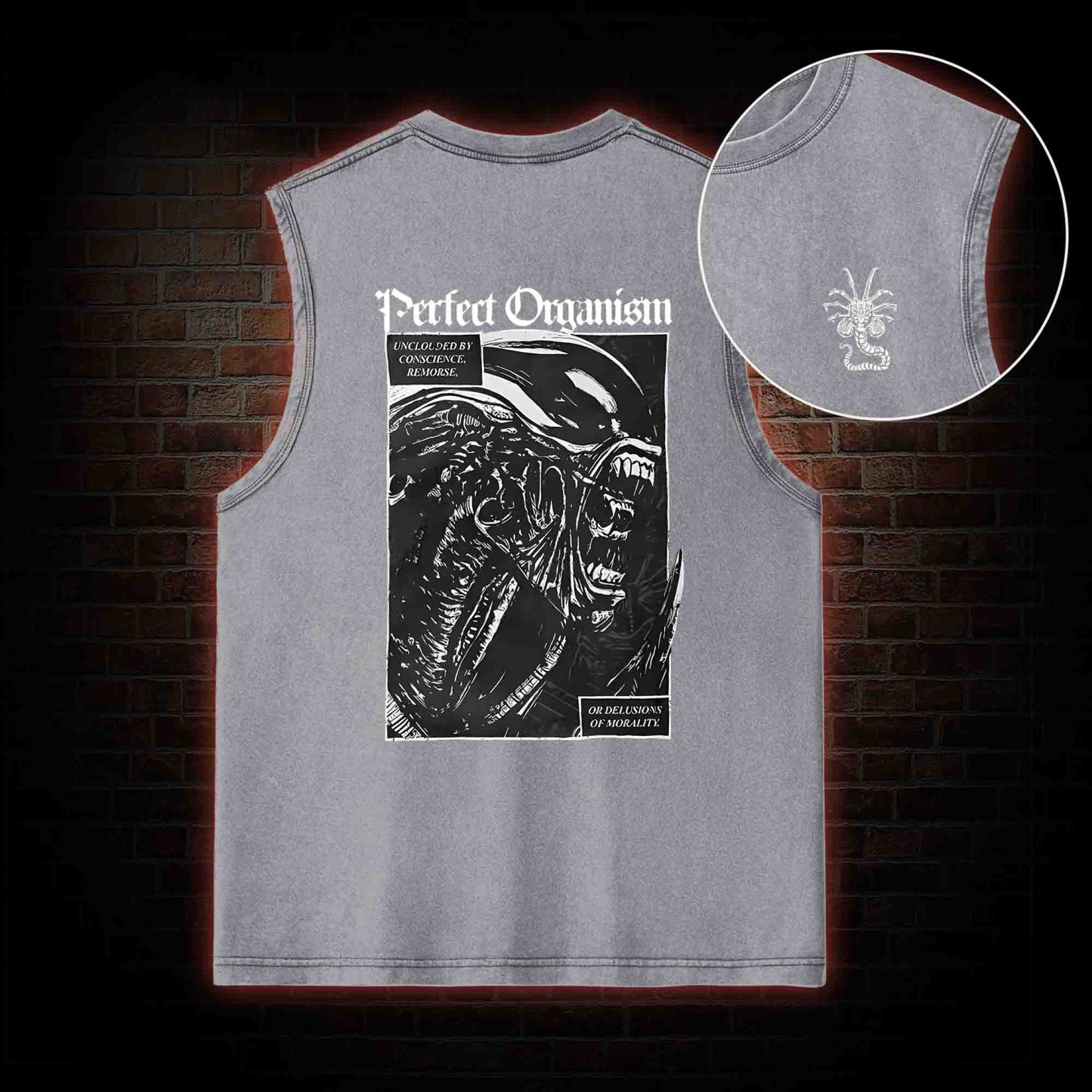 Alien Perfect Organism Back Print Washed Tank Top
