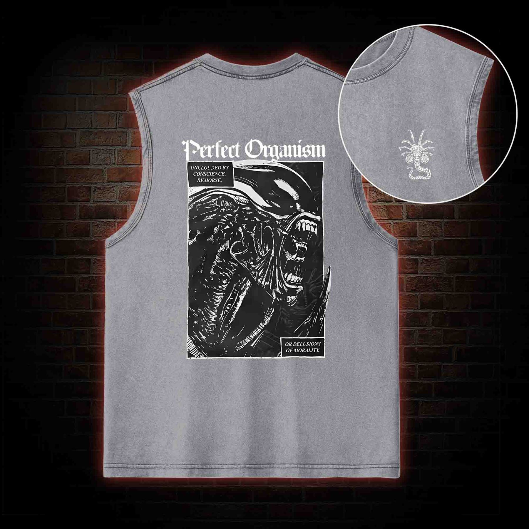 Alien Perfect Organism Back Print Washed Tank Top