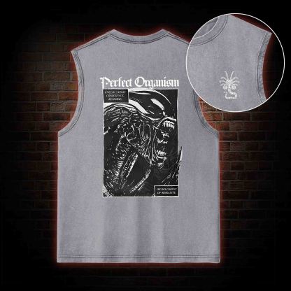 Alien Perfect Organism Back Print Washed Tank Top