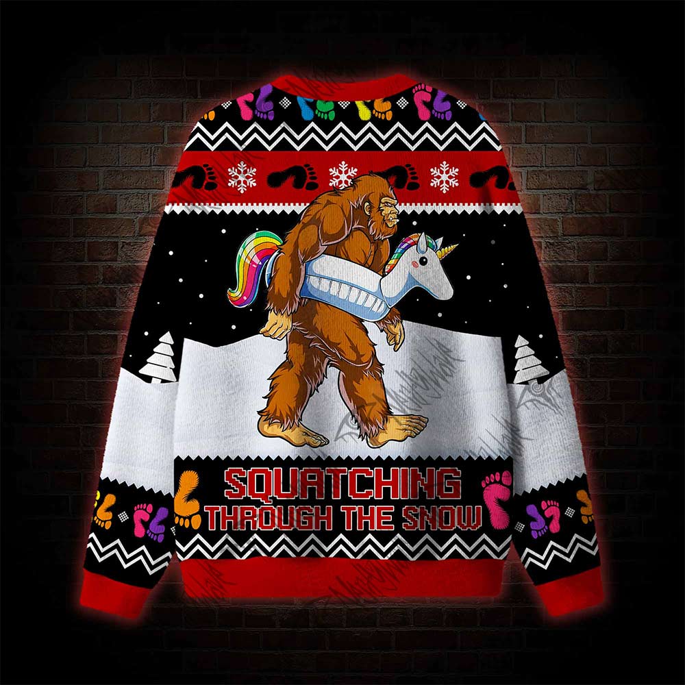 Squatching Through The Snow Ugly Sweatshirts
