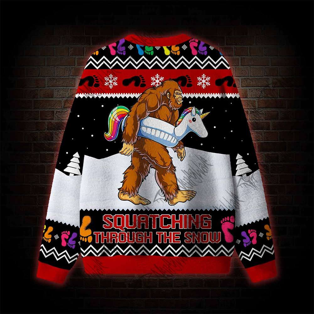 Squatching Through The Snow Ugly Sweatshirts