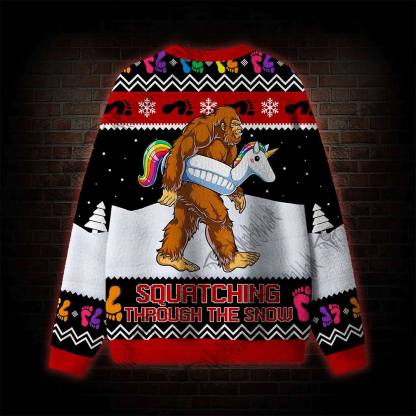 Squatching Through The Snow Ugly Sweatshirts