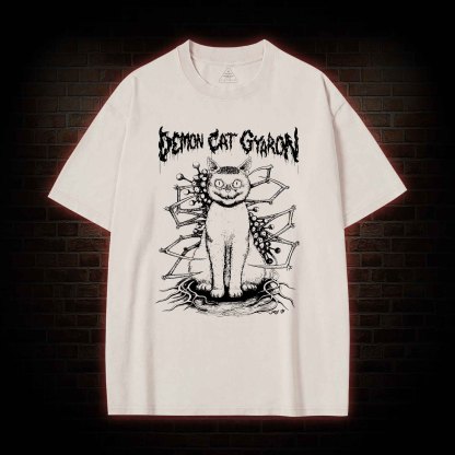 Demon Cat Washed T-shirt