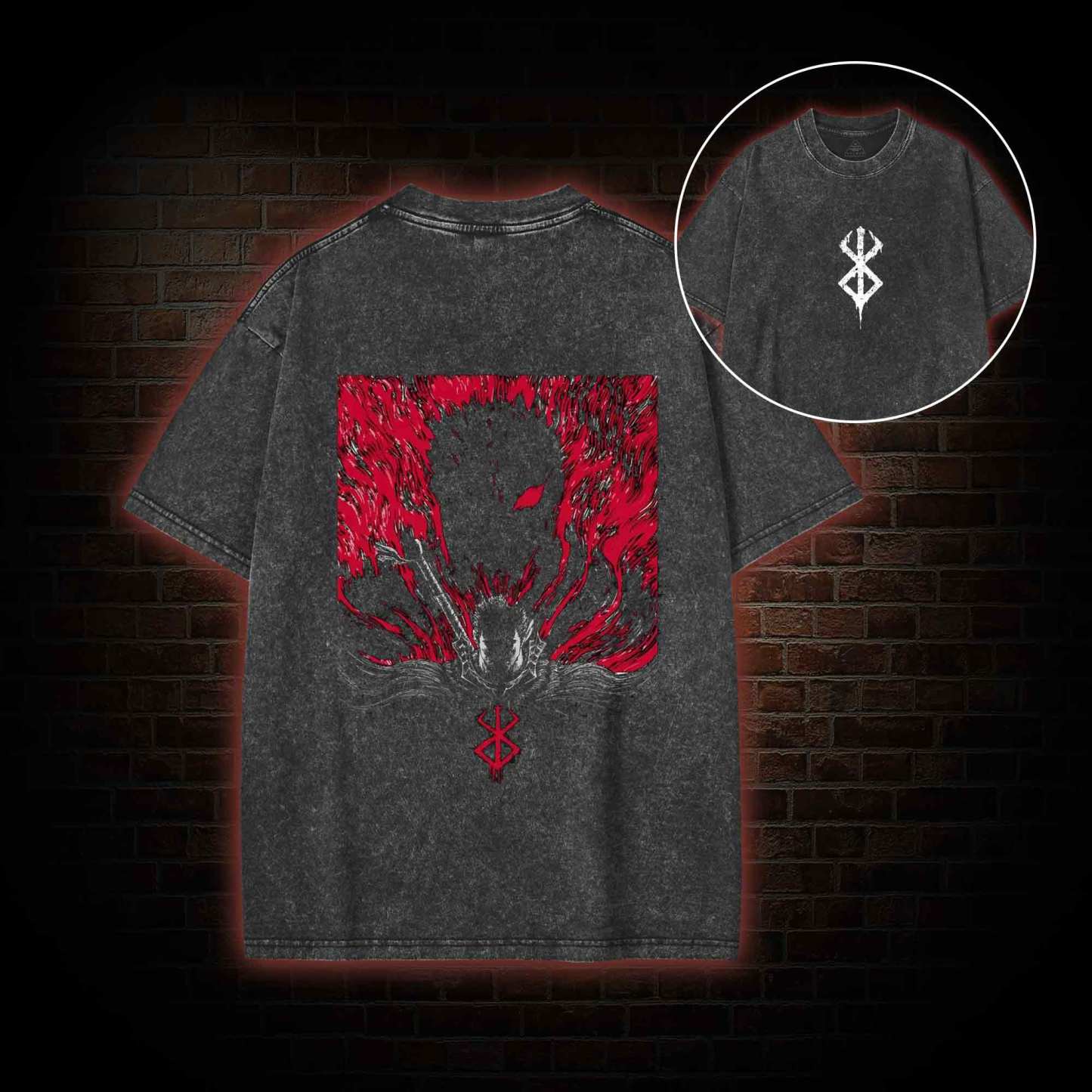 3303 Back Print Washed T-shirt