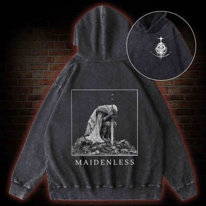 Maidenless Back Print Washed Hoodie