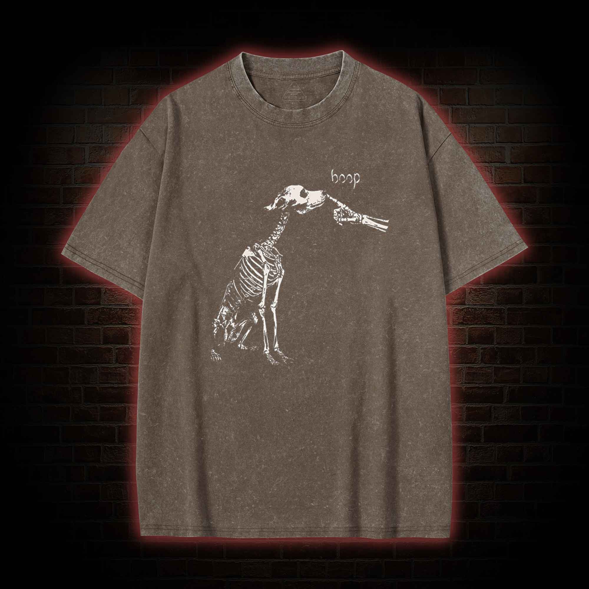 Boop Dog Skeleton Halloween Washed T-shirt