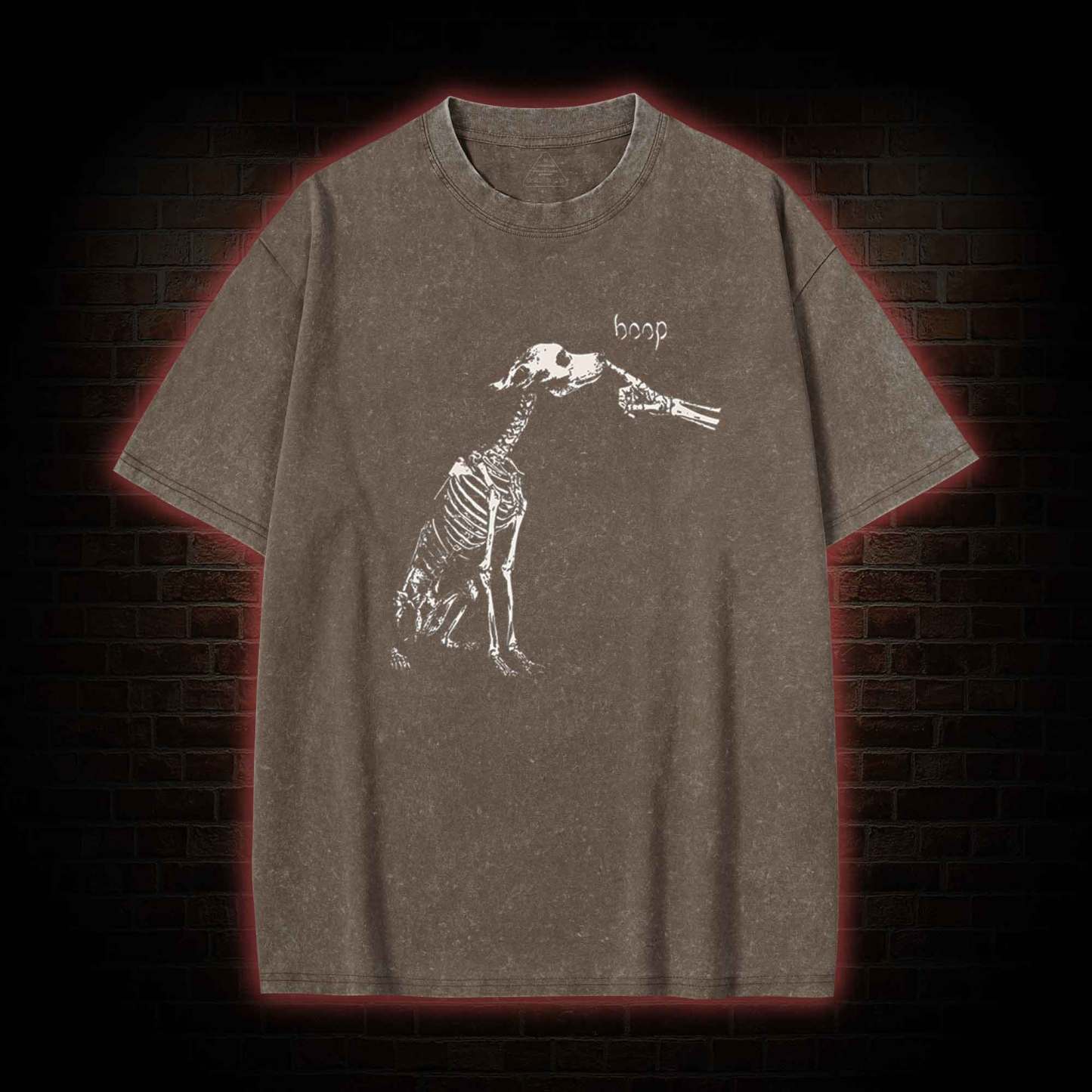 Boop Dog Skeleton Halloween Washed T-shirt
