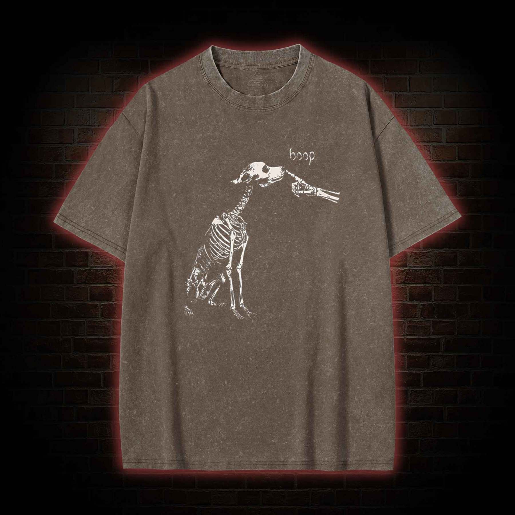 Boop Dog Skeleton Halloween Washed T-shirt