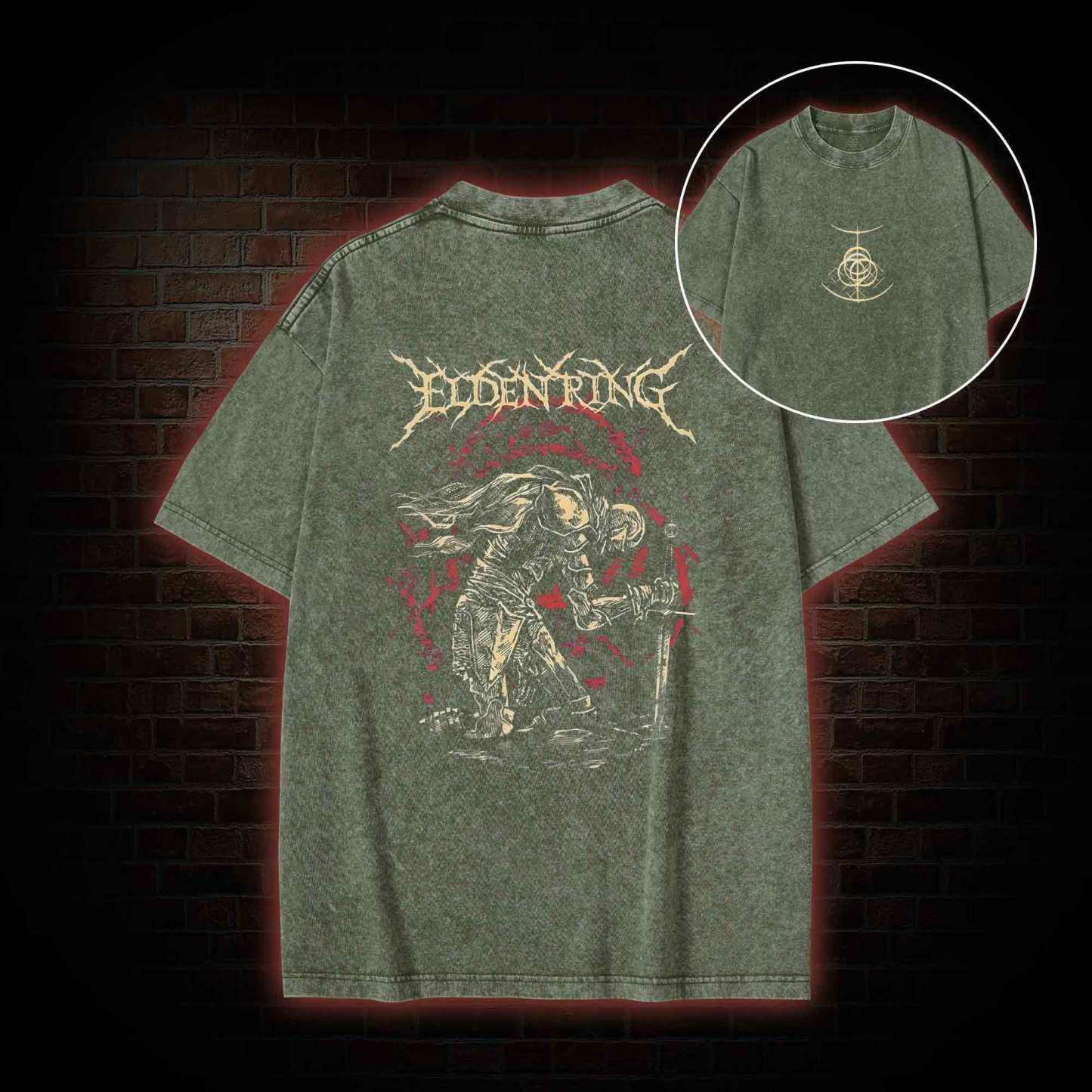 Golden Order Back Print Washed T-shirt