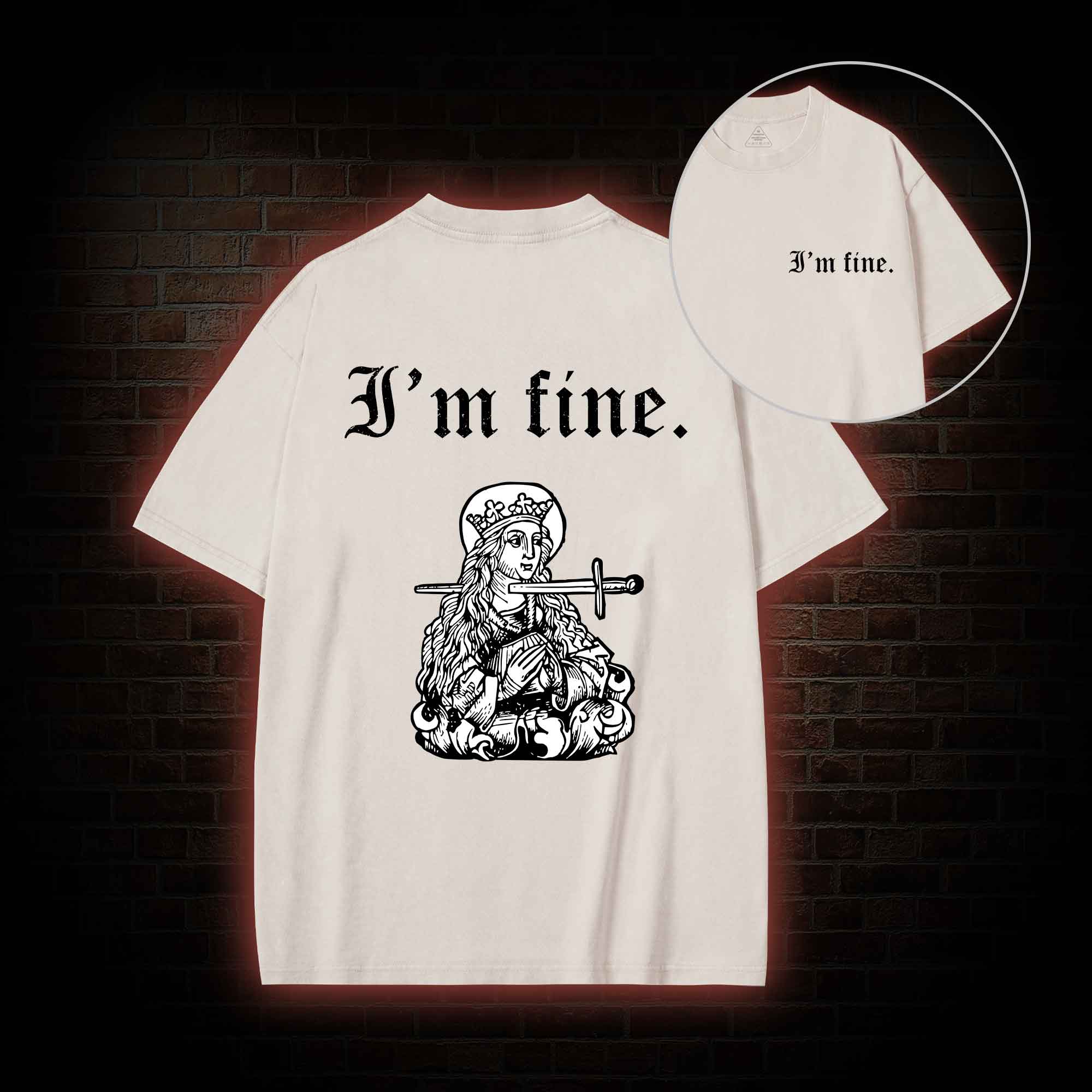 I'm Fine Back Print Washed T-shirt