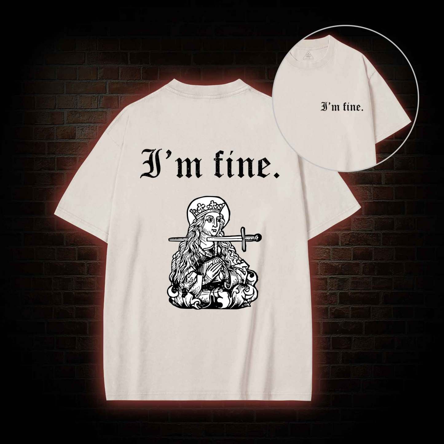 I'm Fine Back Print Washed T-shirt